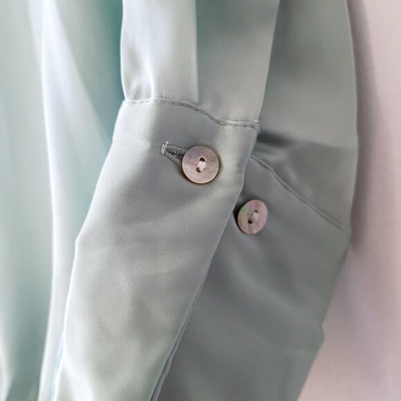 ZARA Women's Mint Green Satin Blouse Flowy Elegant Top | Size S - Picture 2 of 5